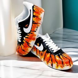man tiger custom shoes air force 1, luxury, sexy, gift, white, black, orange, fashion sneakers, personalized gift, BBC 1