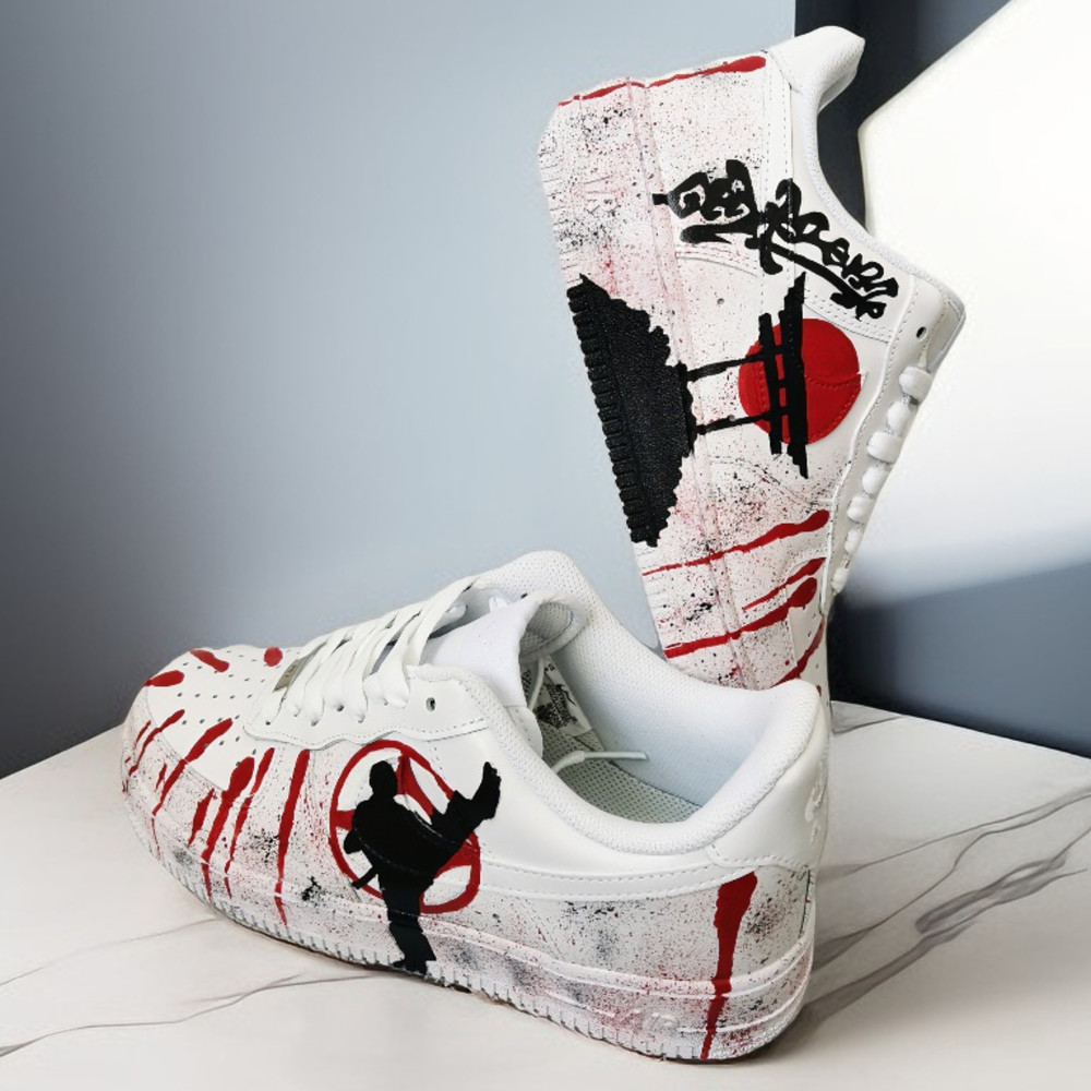 man- custom- shoes- nike- air- force- sneakers- white- black- art- karate  1.jpg