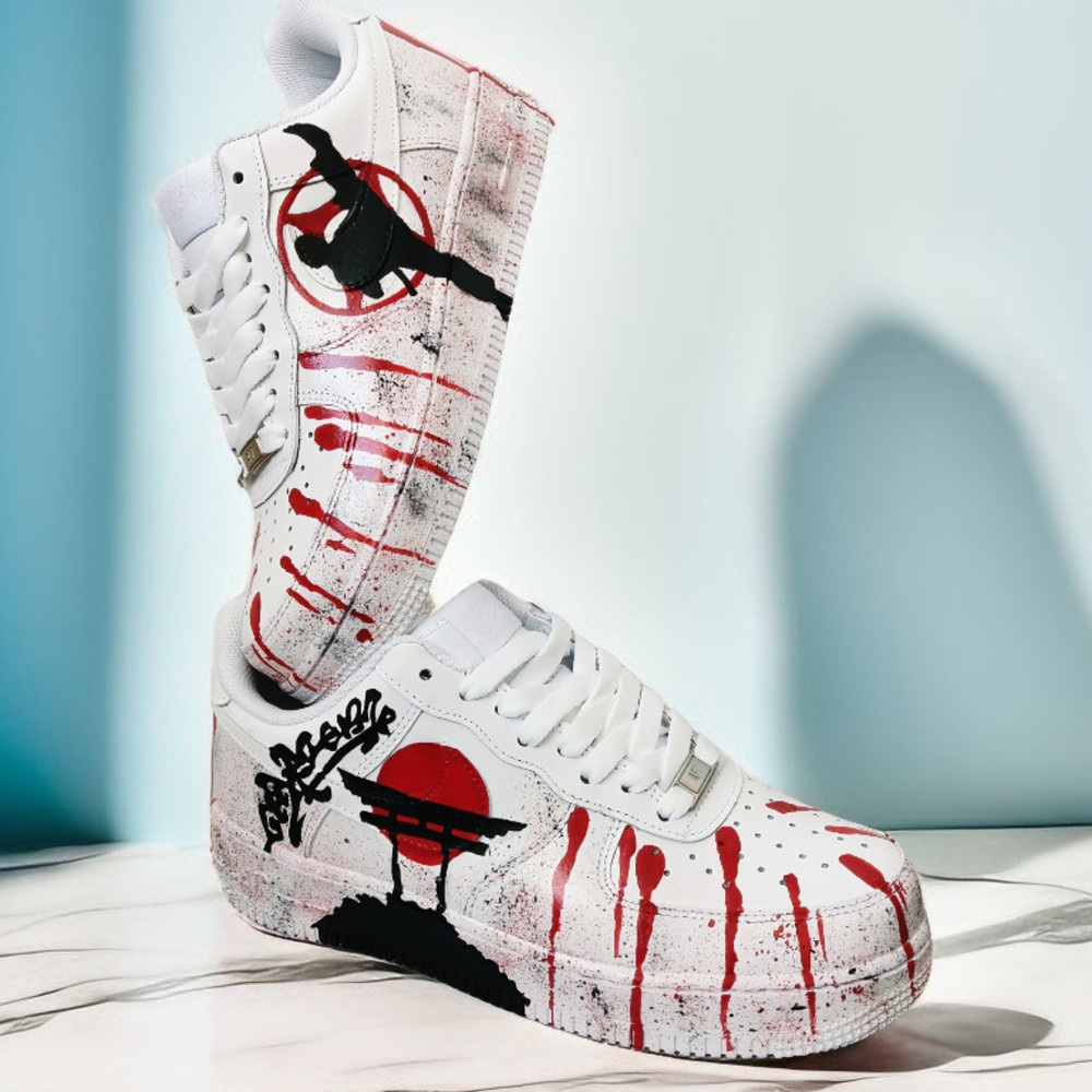 man- custom- shoes- nike- air- force- sneakers- white- black- art- karate  4.jpg