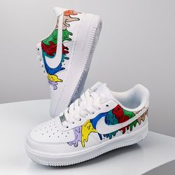 rainbow custom shoes air force 1, luxury, gift, white, black, customization casual sneakers, personalized gift, BBC 1