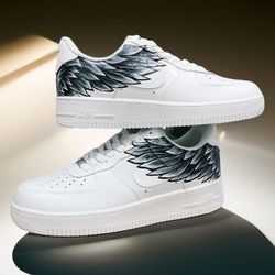 unisex custom shoes air force 1, Wings luxury, sexy, gift, white black, customization sneakers, shoes, personalized gift