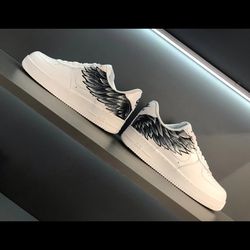 man custom shoes, wings, air force 1, luxury, sexy, white, black, sneakers, customization shoe, personalized gift, BBC 1
