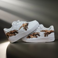 man Michelangelo custom shoes air force 1, luxury, sexy, gift, white, black, casual sneakers, personalized gift, BBC 1