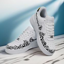 man custom inspire shoes air force, luxury, white, sexy sneakers pattern, personalized gift, BBC1, white and black AF1