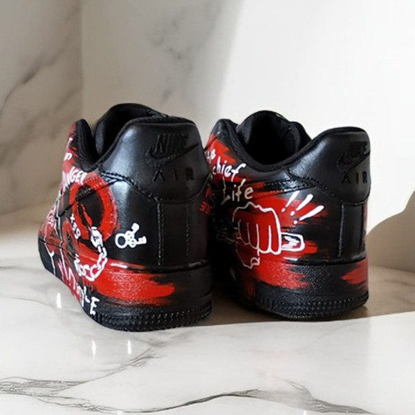 man- custom- shoes- nike- air- force- sneakers- white- black-red- art  6.jpg