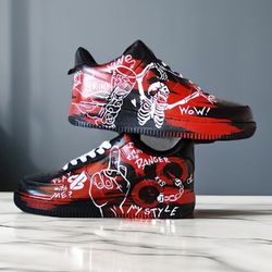 custom shoes air force 1 buty luxury, sexy, gift, white black red, customization sneaker, personalized gifts, BBC 1, AF1