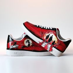 custom unisex shoes air force, luxury gift, white black red, customization sneakers Bulgakov art, personalized gift, AF1