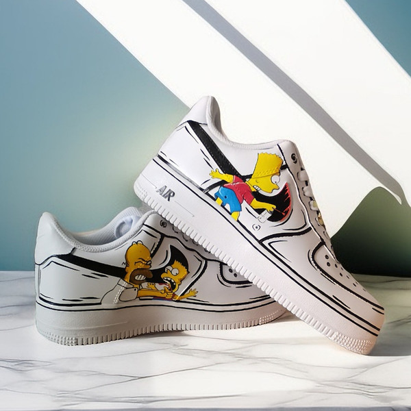 custom -shoes - unisex- sneakers- nike air force- handpainted- wearable- art- Simpson 1.jpg