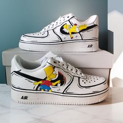custom shoes air force 1, luxury, Simpson art, white fashion sneakers, casual shoes, personalized gift, wearable art