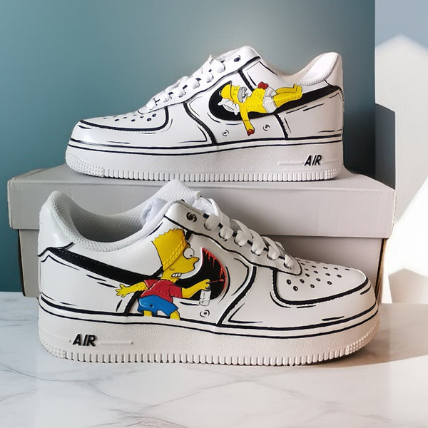 custom -shoes - man- sneakers- nike air force- handpainted- wearable- art- Simpsons 2.jpg