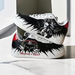 custom man shoes air force, luxury, sexy, white black, sneakers, customization shoes, personalized gift, design Rock art