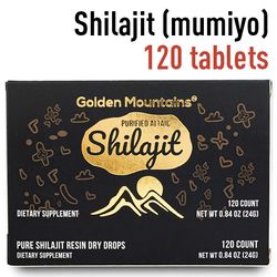 Golden Mountains Shilajit (mumiyo, mumio) Premium Pure Authentic Siberian Altai 120 tablets