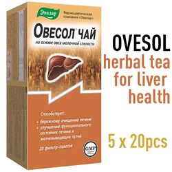 Ovesol herbal tea for liver health by Evalar 5 x 20 filter bags