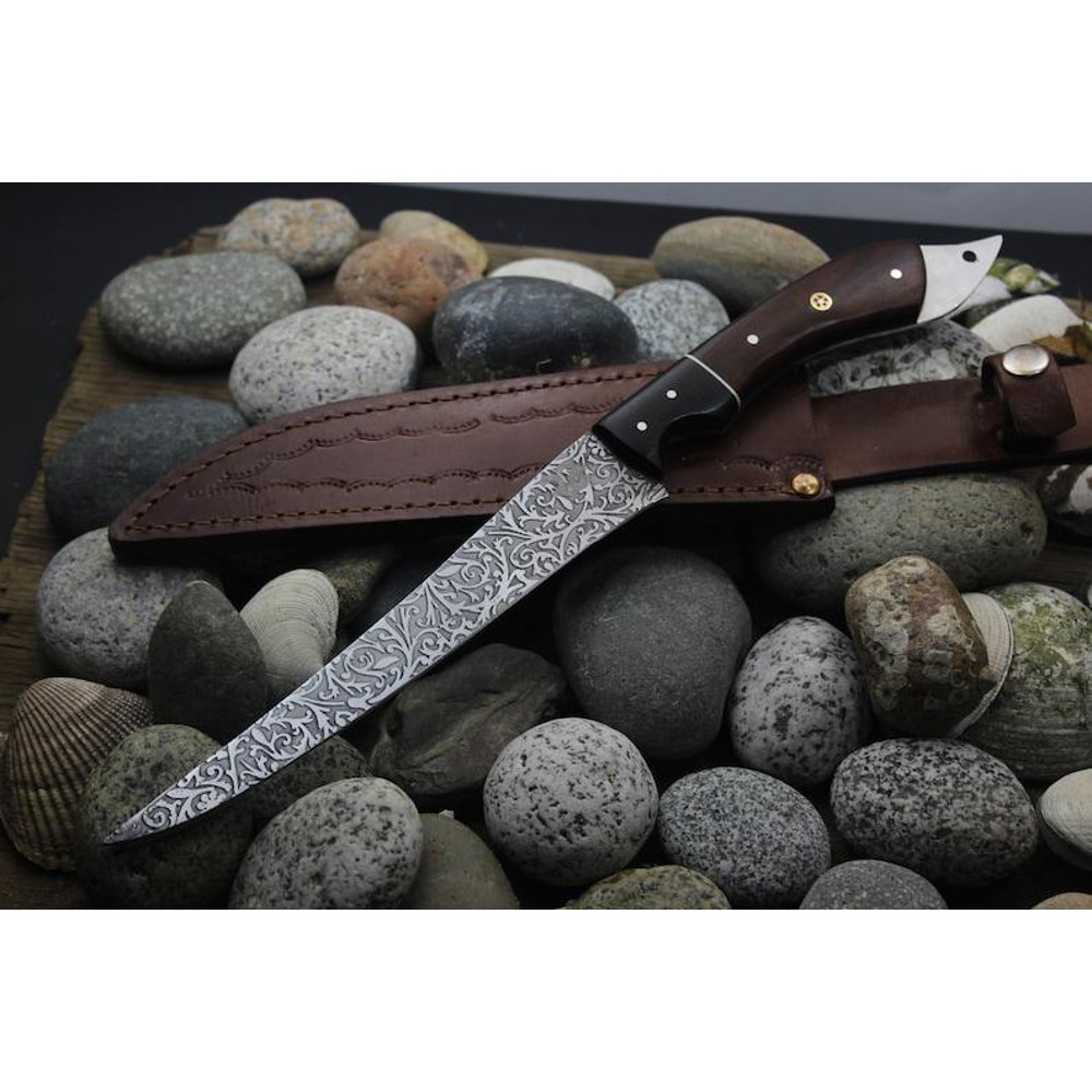 Handcrafted Stainless Steel Fish Fillet Knife With Leather Sheath Fishing Gifts For Men Fathers Day Gift 0