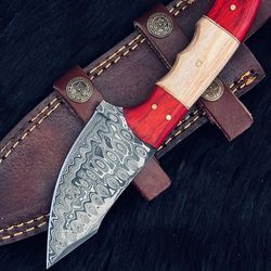 custom handmadeTwist Damascus steel hunting skinner knife camel bone handle gift for him groomsmen gift wedding annivers