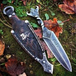 custom handmade carbon steel survival bowie knife damascus handle gift for him groomsmen gift wedding anniversary