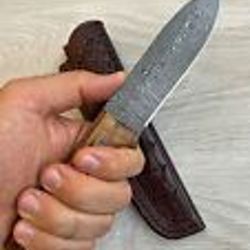 custom handmade Damascus steel hunting survival knife walnut wood handle gift for him groomsmen gift wedding anniversary