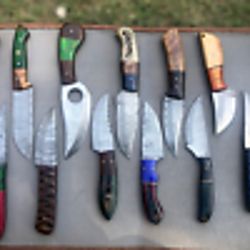 Lot of 13 handmade Damascus steel hunting knives bone & wood handle gift for him groomsmen gift wedding anniversary gift