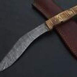 custom handmade Damascus steel kukri hunting knife camel bone handle gift for him groomsmen gift wedding anniversary