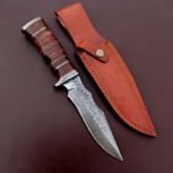 custom handmade Damascus steel tactical bowie knife wood handle gift for him groomsmen gift wedding anniversary gift