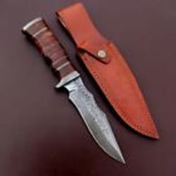 custom handmade damascus steel tactical bowie knife wood handle gift for him groomsmen gift wedding anniversary gift