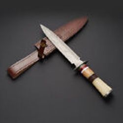 custom handmade Damascus steel dagger hunting knife camel bone & olive wood handle gift for him groomsmen gift wedding