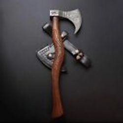 custom handmade damascus steel viking hunting axe natural wood handle gift for him groomsmen gift wedding anniversary gi