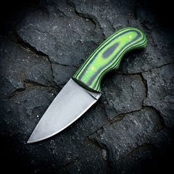 sck-01 custom hand made 3v steel skinner edc knife with g10 sheath handle with pure leather sheath