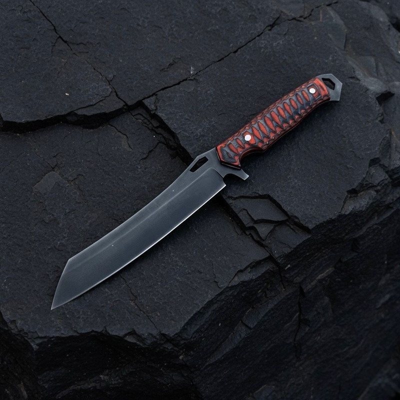 SCK02 CUSTOM HAND MADE SPRING STEEL HUNTING KNIFE WITH PAKKA WOOD HANDLE WITH PURE LEATHER SHEATH 0