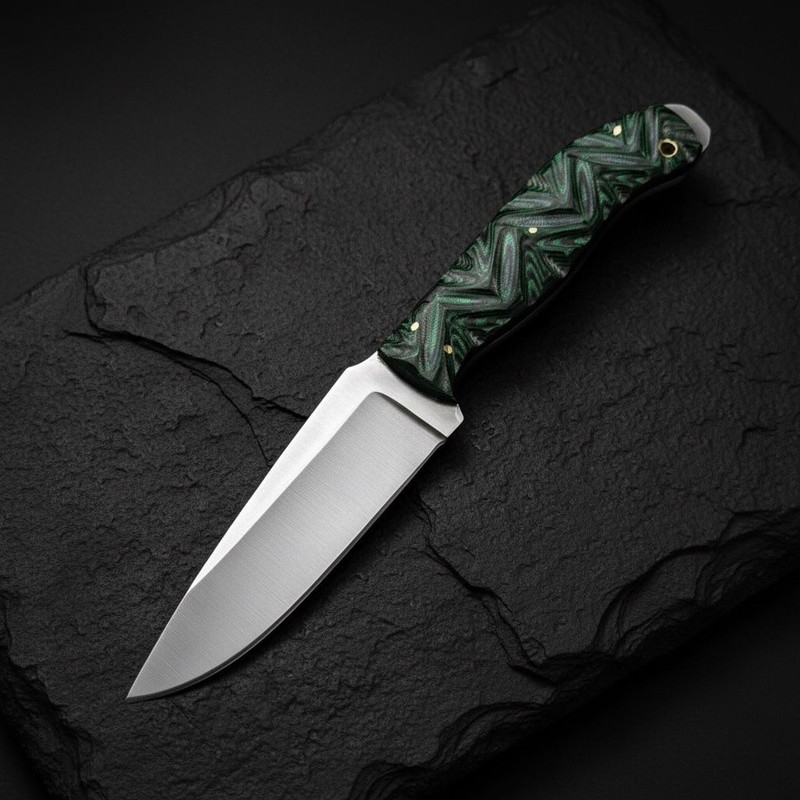 SCK03 CUSTOM HAND MADE 3V STEEL HUNTING KNIFE WITH G10 HANDLE WITH PURE LEATHER SHEATH 0