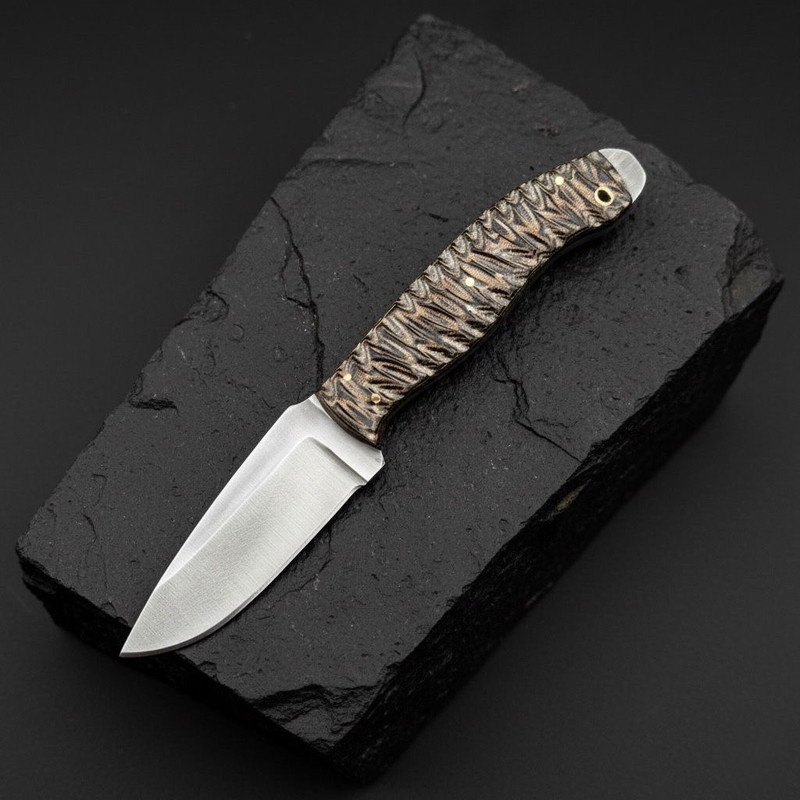 SCK04 CUSTOM HAND MADE 3V STEEL HUNTING KNIFE WITH G10 HANDLE WITH PURE LEATHER SHEATH 0