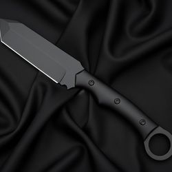 sck-07 custom hand made 3v steel hunting knife with g10 handle with pure leather sheath