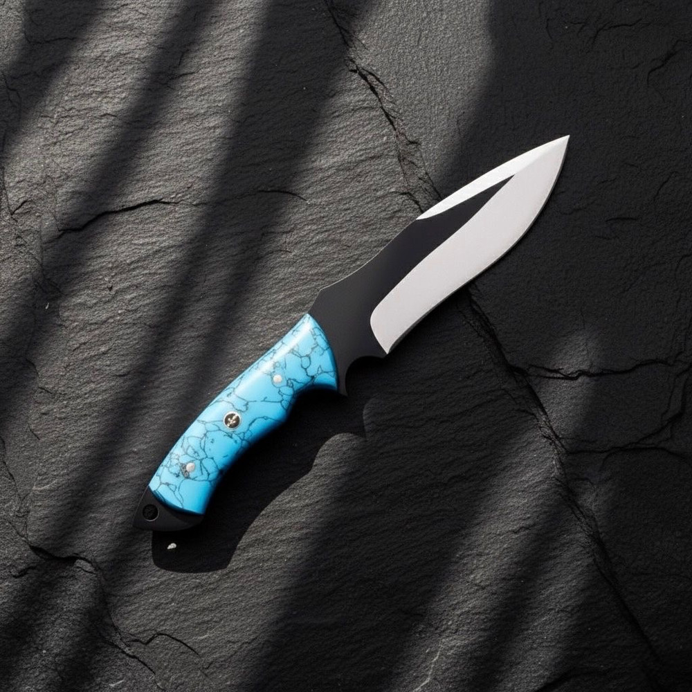 SCK13 CUSTOM HAND MADE 3V STEEL SKINNER KNIFE WITH RESIN WITH PURE LEATHER SHEATH 0