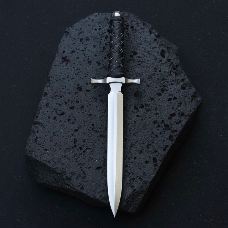 SCK20 CUSTOM HAND MADE 3V STEEL HUNTING KNIFE WITH LEATHER WARP HANDLE WITH PURE LEATHER SHEATH 0