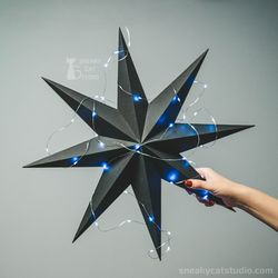 8-pointed Star Lantern (no cut-out) - 3D Papercraft template Digital pattern for printing and cutting (pdf, svg, dxf*)