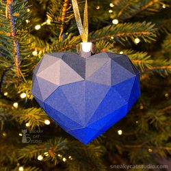 Heart - Christmas Tree Decor 2 Sizes! - 3D Papercraft template Digital pattern for printing and cutting (pdf, svg, dxf*)