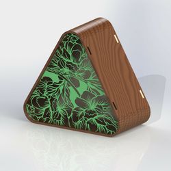 layout for laser cutting piggy bank is a triangle with flowers cdr dxf cnc models laser drawing sketch