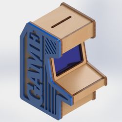 layout for laser cutting piggy bank in the form of a slot machine under 4 mm cdr dxf cnc models laser drawing sketch