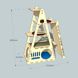 layout for laser cutting a four-level complex for a purring pet cdr dxf cnc models laser drawing sketch