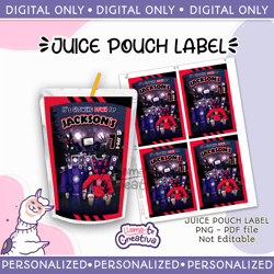 Skibidi Toilet juice pouch bag label, Capri sun, Personalized, not editable
