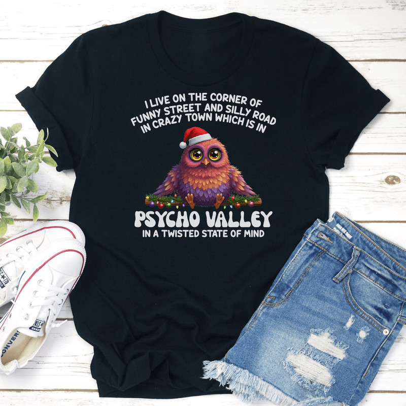 I Live On The Corner Of Funny Street And Silly Road Tee 3