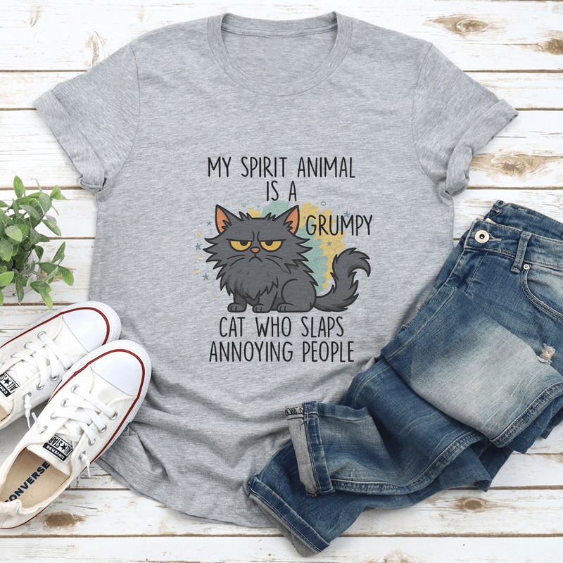 My Spirit Animal Is A Grumpy Cat Who Slaps Annoying Tee 1