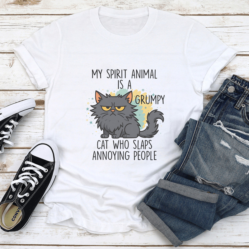 My Spirit Animal Is A Grumpy Cat Who Slaps Annoying Tee 0