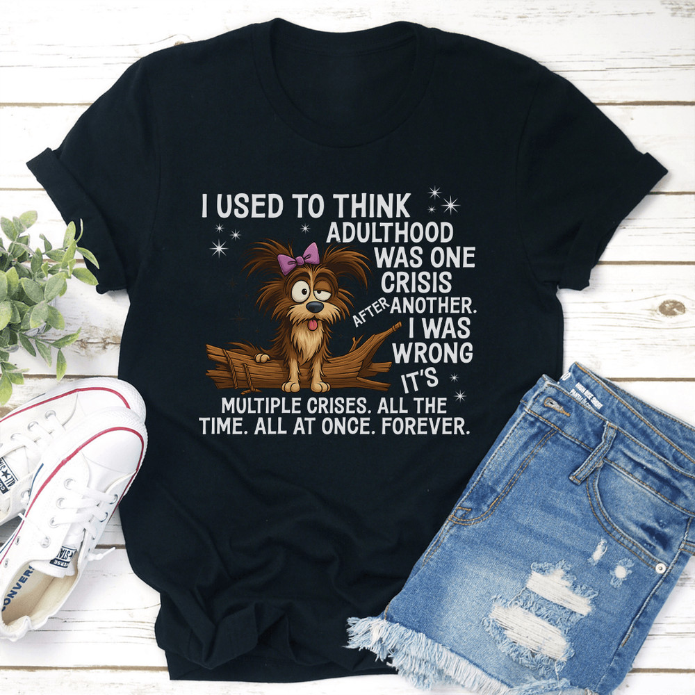 I Used To Think Adulthood Was One Crisis After Another Tee 3