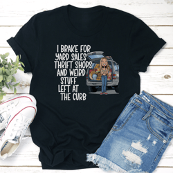 i brake for yard sales thrift shop tee