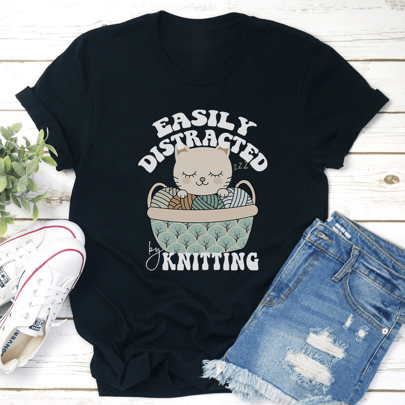 Easily Distracted By Knitting Tee 1