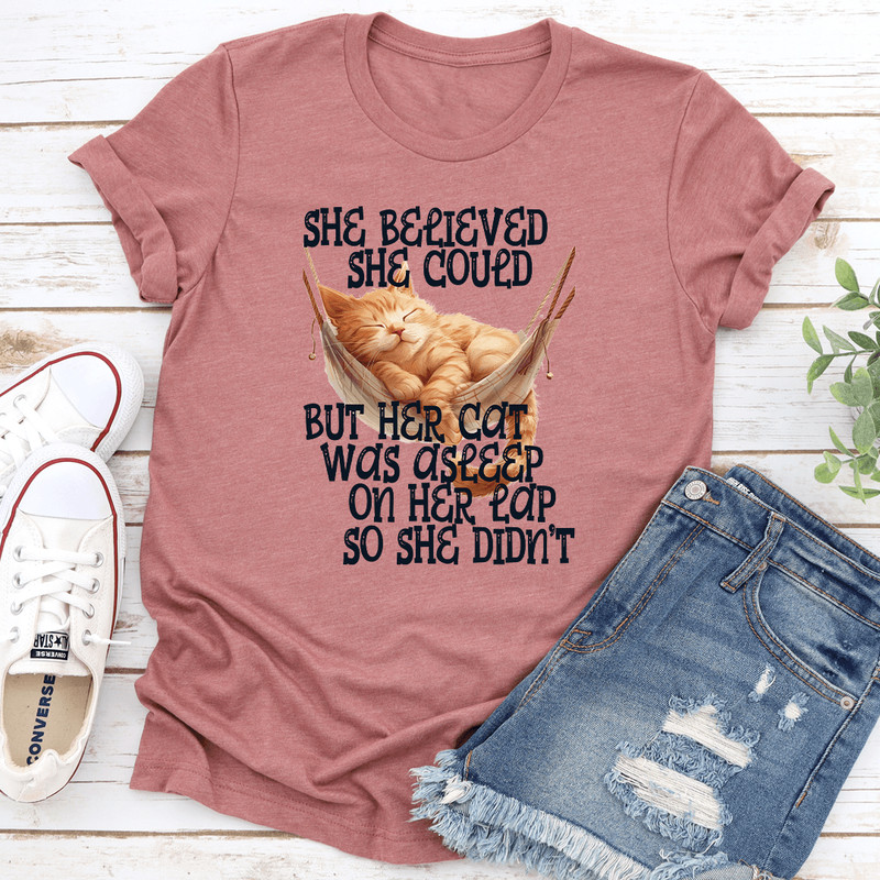 She Believed She Could But Her Cat Tee 1