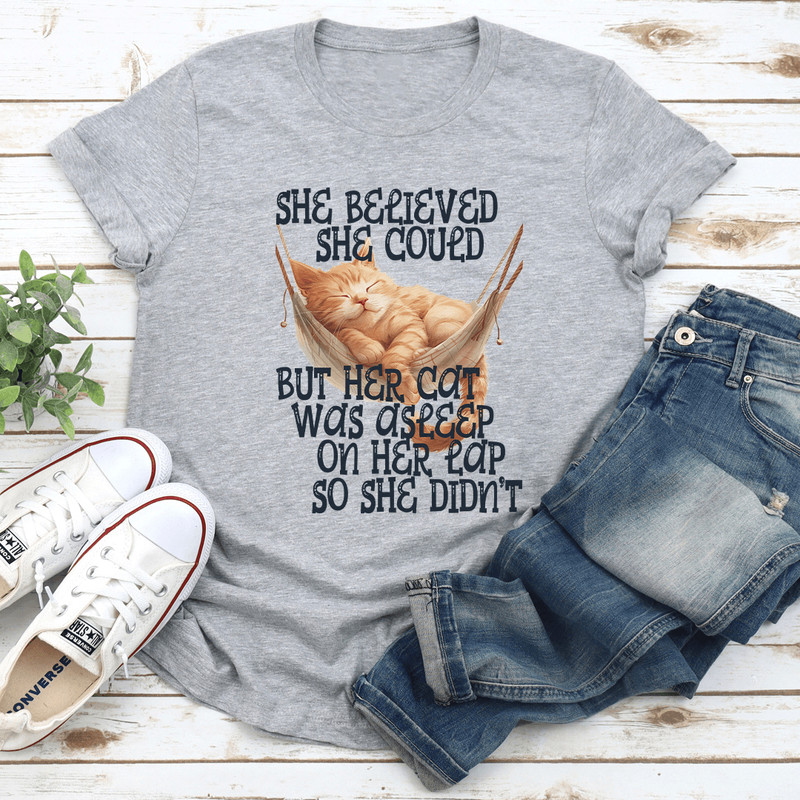 She Believed She Could But Her Cat Tee 3