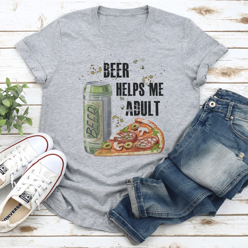 Beer Helps Me Adult Tee 2