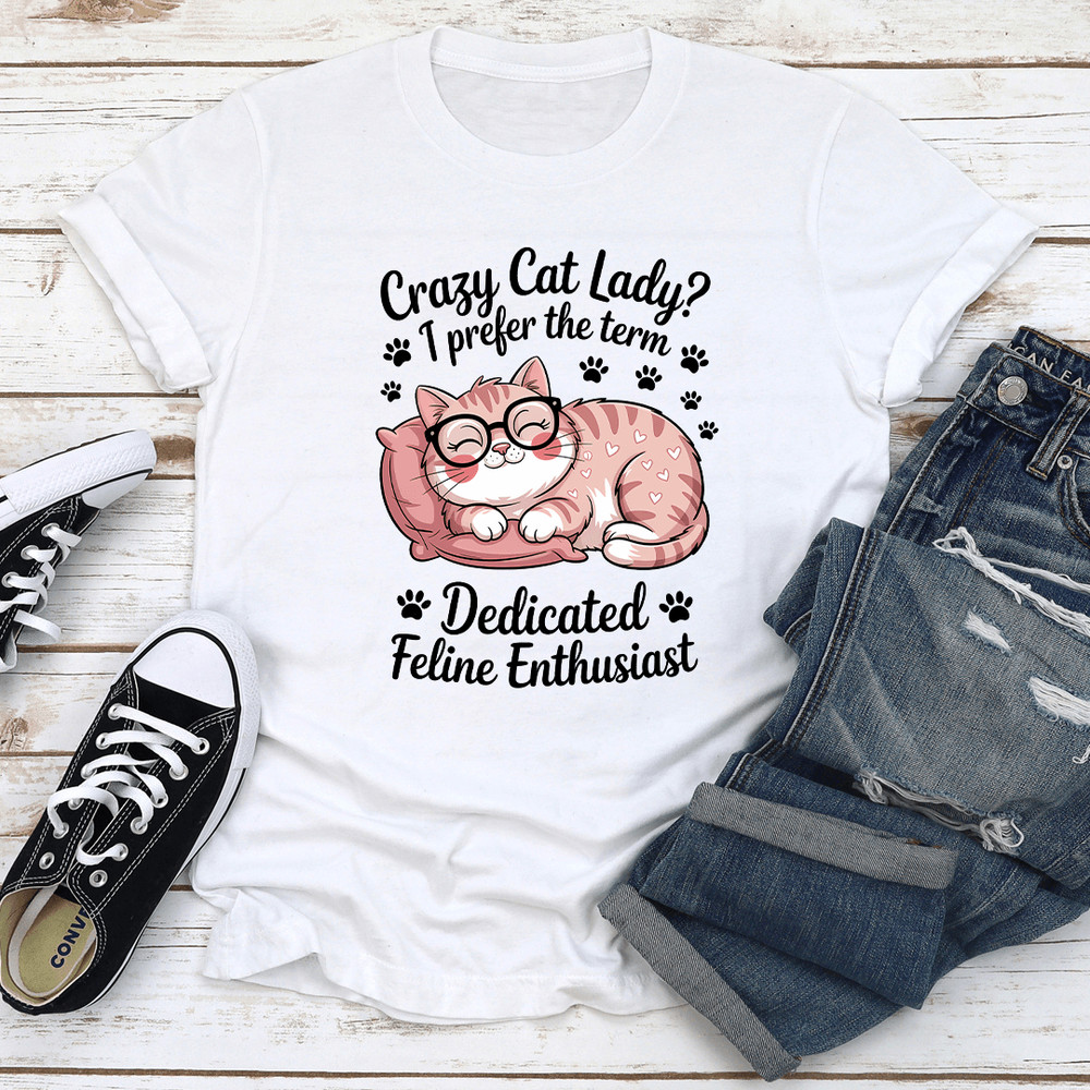 Crazy Cat Lady I Prefer The Term Dadicated Feline Enthusiast Tee 2